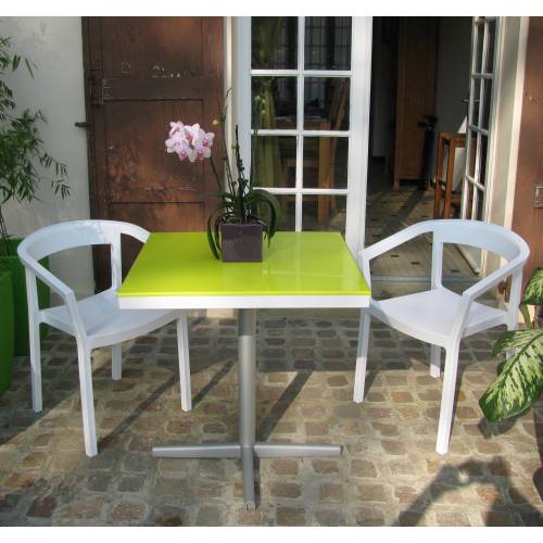 Mesa quadrada 4 lugares verde branca