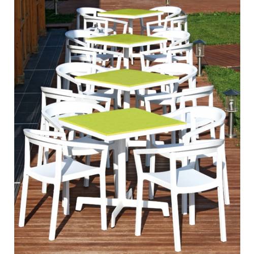 Mesa quadrada 4 lugares verde branca
