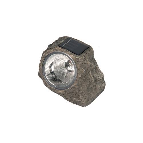 Rocha solar com 3 LED brancos em poliresina